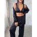 Saten Siyah Pijama Takımı