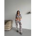 Leopar Desen Saten Gömlek Pantolon Pijama Takım